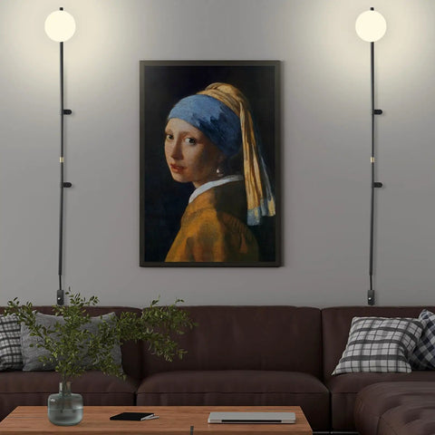 Living room with two Plug In Wall Sconce With Globe Shade, Modern Indoor LED Wall Lamp For Bedroom, Living Room, Hallway, And Study.