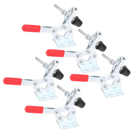 Five Pack Quick Release Toggle Clamps With 66Lb Clamping Force For Woodworking And Welding, zinc-plated steel tools with red handles