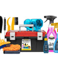 Bike Chain Cleaner Kit With Bicycle Cleaner Degreaser Lubricant And 12 Piece Cleaning Set displayed with tools and sprays