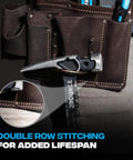 Oil Tanned Leather Drywall Tool Pouch With Hammer Loop and double stitching highlighted