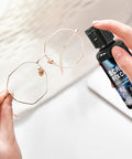 Person holding 30ml Eyeglass Scratch Repair Kit With Sponge Polishing Compound next to eyeglasses for glasses and screens