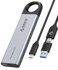 512GB Portable SSD With 460MB/s Speed, Hook Design External Drive With USB-C And USB-A 2-In-1 Cable, Gray