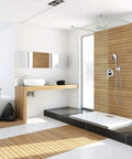 CUTPOIY Luxury Chrome Concealed Shower System - Round Wall-Mounted Rain Shower Set with Brass Mixer in modern bathroom design.