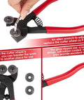 Glass tile nippers, 7-inch, heavy-duty wheeled mosaic tool with red handles; includes 2 replacement blades and Allen wrench.