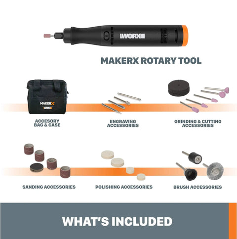 Image showing 20V Cordless Rotary Tool With Brushless Motor, Universal Bit Compatibility, and included 20 accessories for various uses.