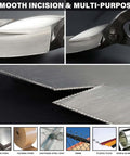 Close-up of Three Pack Aviation Tin Snips cutting metal sheets with CRV steel blades, demonstrating smooth incision and multi-purpose use.