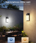 Next Level Outdoor Wall Lights Two Pack Smart RGBIC Porch Fixtures Hella Bright Waterproof Patio Bulbs App Controlled illuminated porch area at night.