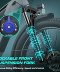 Lockable suspension fork on ACE01 Electric Fat Tire Mountain Bike For Adults With 26 Inch 4.0 Wide Tires