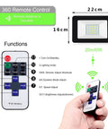 JUDYSSY Solar Floodlight Outdoor with 180° Angle Lighting Adjustable and Light Sensorremote Control Led Solar Garden Flood Light remote control functions