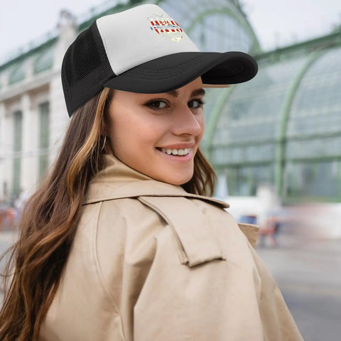Woman smiling outdoors wearing breathable womens running hat with low profile unstructured fit dope adjustable buckle six vent eyelets.