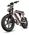 Adult Electric Bike With 1000W Brushless Motor 20Mph Peak Pulls 16Inch Slick Wheels, pink compact design with fat tires.