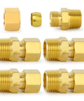 Brass Compression Tube Fitting 1/2 Inch OD x 1/2 Inch NPT Male Compression Union Connector 5 Pack Durable Brass Construction