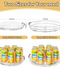 Four Pack Clear Acrylic Lazy Susan Turntable Slick Spin Pantry Organizer For Kitchen Cabinet Spice Rack with two sizes.