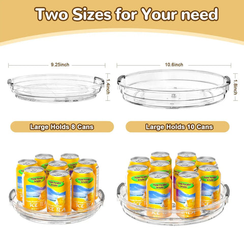 Four Pack Clear Acrylic Lazy Susan Turntable Slick Spin Pantry Organizer For Kitchen Cabinet Spice Rack with two sizes.