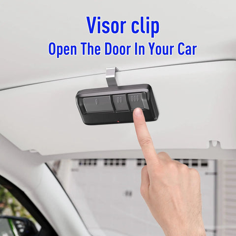 Universal Garage Door Opener Remote With Visor Clip Two Pack for LiftMaster Chamberlain Craftsman, mounted in car