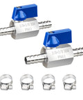Two Pack Three Eighths Inch Barb Ball Valve Inline Shut Off Valve In Marine Grade 304 Stainless Steel For Fuel Diesel Water And Air