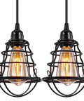 Industrial Edison Pendant Light 2 Pack With Adjustable 47.2 Inch Cord And Cage Shade E26 E27 Base Vintage Hanging Lamps
