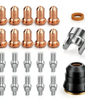 IPT60 Plasma Cutter Torch Consumables.045 Inch Tip Set For 50-60A, including copper tips and nozzles, compatible with Cut55 Non-HF, Cut55 MP, and Cut60 Non-HF.