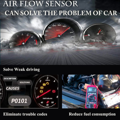 Dashboard with speedometer, tachometer, and diagnostic readout for Mass Airflow Sensor For Chevy Cruze Sonic Trax Buick Encore Verano 1.4L 1.6L 1.8L 2.0L 2.4L AF10422 221354 MAS0321 High Precision MAF Sensor For Better Idle And Fuel Economy Performance Boost