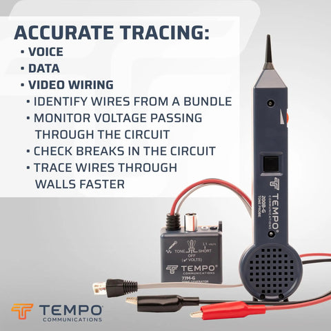 Standard Wire Tracer Kit With Tone Generator And Probes For Ethernet Internet Coax Video And Data Cables RJ45 RJ11 RJ12