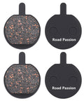 Disc Brake Pads For Hayes Sole Mechanical Bikes Two Pair Pack Includes Four Pads For CX Pro Expert Comp GX C GX2 MX1 MX2 MX3 MX4 MX5 MX2XC Cannondale Helix Built For Crisp Stops And Tough Long Lasting Semi Metal Performance displayed front and back view.