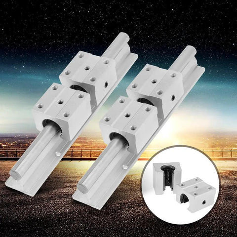 Rock Solid SBR12 Linear Guide Rail Kit 200mm Set With 4 SBR12UU Sliding Blocks, 2 rails for DIY CNC, mills, and lathes