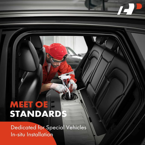 Technician installing Electric Fuel Pump Module Assembly with Sending Unit in vehicle interior