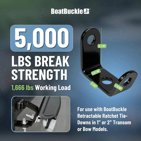 Universal Mounting Bracket Kit For 1 Inch Or 2 Inch Bolt On Retractable Ratchet Straps 5000 Lb Break Strength Includes 2 Brackets And Hardware Boat Trailer Straps Sold Separately