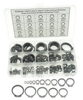 External Retaining Ring Kit With 320 Pieces In 15 Metric Sizes From 4mm To 28mm C Clips Assortment For Shafts Carbon Spring Steel With Black Phosphate Finish