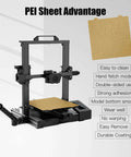 Dual Sided Textured PEI Printing Bed for 3D Printers 235x235mm on Ender 3 with frosted surface and listed features