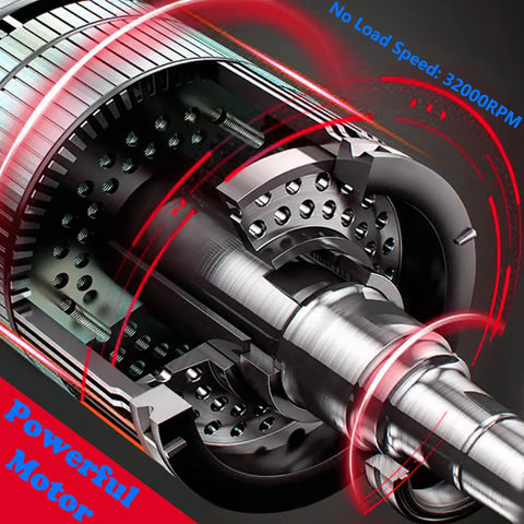 Powerful motor of Compact Palm Wood Router Kit With 32000 RPM Power, Quick Release Lock System, Dust Proof Switch