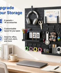 Heavy Duty Pegboard Wall Organizer Kit With Four 24x24 Panels, 60 Lb Total Load Capacity, Easy Installation, Black Pegboard