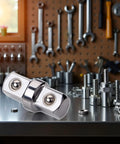 Three Eighths Inch Socket Adapter Set For Power Drill And Impact Wrench With Extension Rod Accessory on workbench
