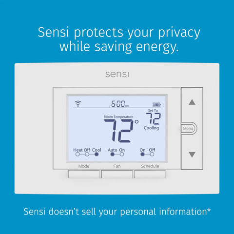 Smart Wi-Fi Thermostat for Home Automation and DIY Friendly, Works With Alexa, Energy Star Certified, front view, digital display