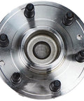 Front Wheel Bearing And Hub Assembly Fits 2015-2019 Colorado And Canyon, top view of hub with six studs and central bearing hub.