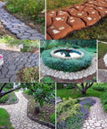 Garden paths created with Concrete Paver Mold Kit For DIY Outdoor Pathways Irregular Stepping Stones And Walkways Reusable Plastic Molds