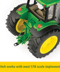 Rear view of 1/16 Scale Farm Tractor With Wagon Toy For Kids, showing functional hitch and realistic tires, Imaginative Play Ready.