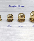 Mini Brass Ball Knob For Tiny Jewelry Boxes And Small Drawers Solid Polished Brass Hardware 0.5 Inch Diameter in size comparison