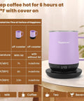 Total Game Changer For Your Morning Grind With This 12 Oz Self Heating Smart Mug on coaster displaying temperature control.