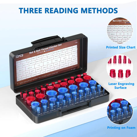 All In One 52 Piece Thread Checker Kit For Nuts And Bolts With 28 SAE And 24 Metric Gauges Quickly Identify Bolt Sizes And Threads