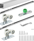 Pocket Door Hardware Kit With Soft Close And Soft Open, Smooth Sliding 72 Inch Door Rail Set, Top Mounted System With 6 Foot Aluminum Track