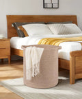 Dope Rope Laundry Basket With Handles For Living Room Storage, Modern Woven Bin For Toys, Throws, Pillows, and Towels, in bedroom