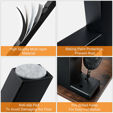 Features of X Shaped 16 Inch Iron Table Legs Set Of 2 For DIY Dining And Coffee Tables, Heavy Duty Metal Bench Legs In Black Bake Finish.