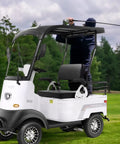 Electric Golf Cart For Adults With 800W Motor, 25 Mile Range, Sweet 12 Mph Cruising, Built Tough Frame For Golf Courses And Completely Stress Free Neighborhood Rides on grassy course.