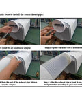 Installation steps for rear exhaust pipe of air conditioner adapter, showing screwing and fitting process.