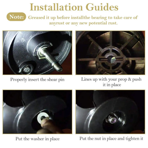 Installation guide for Prop And Nut Kit E For MKP-34 Compatible With MKP-33 And MKP-38 Trolling Motors Easy Install Shear Pin Replacement