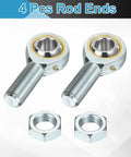 4 Pack 3/4 Inch Male Rod End Bearings With Jam Nuts, 3/4-16 UNF Left Hand Threads, ABEC3 Precision For Agriculture, Machinery, And CNC Equipment, Smooth, Flexible Motion In Tight Spots, with jam nuts