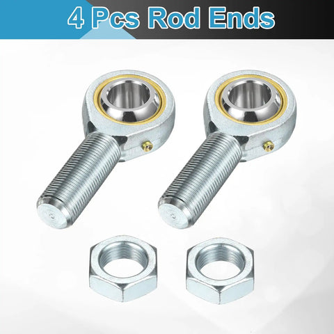 4 Pack 3/4 Inch Male Rod End Bearings With Jam Nuts, 3/4-16 UNF Left Hand Threads, ABEC3 Precision For Agriculture, Machinery, And CNC Equipment, Smooth, Flexible Motion In Tight Spots, with jam nuts