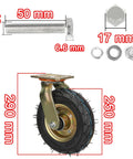 Heavy Duty Air Filled Rubber Caster Wheels Set With Swivel Fixed And Brake Options For Carts Workbenches And Furniture Up To 200 kg