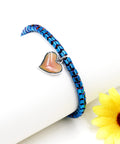 His And Hers Dope Mood Heart Hematite Bracelets Set with color-changing heart charm on white background